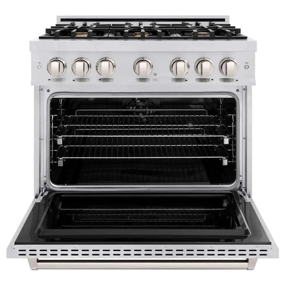 ZLINE 36" Classic Gas Range, Convection Gas Oven, Stainless Steel, Brass Burners, CGR-BR-36 by Farmhouse Kitchen and Bath