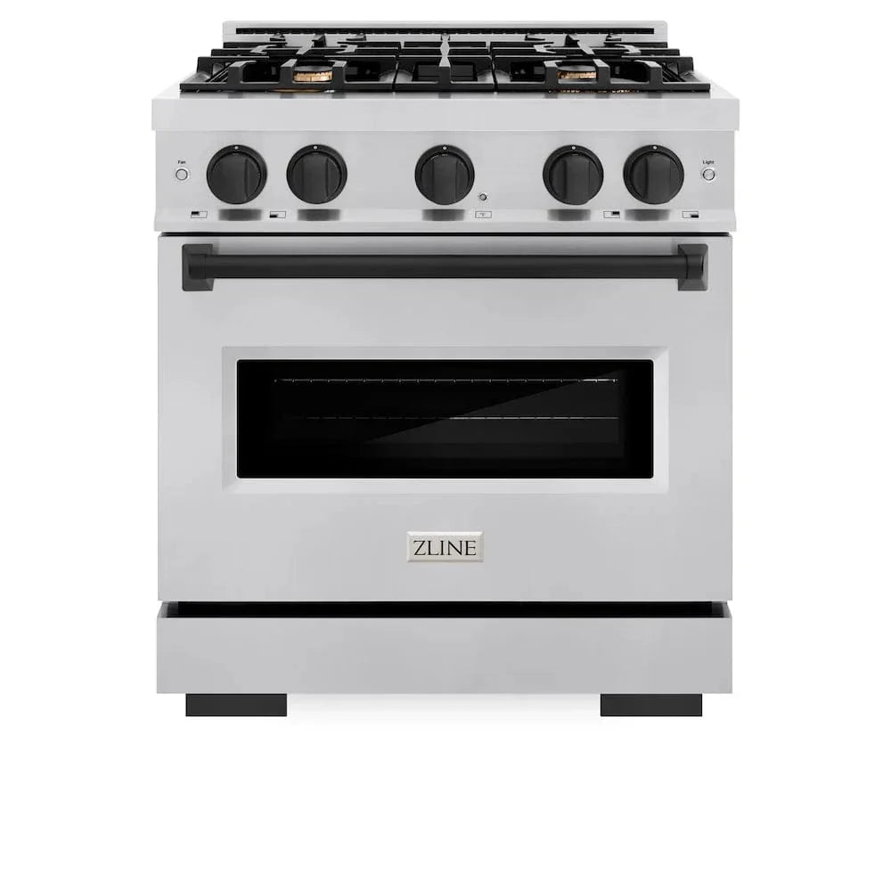 ZLINE 30" Classic Gas Range, Convection Gas Oven Stainless Steel, Matte Black CGRZ-30-MB by Farmhouse Kitchen and Bath
