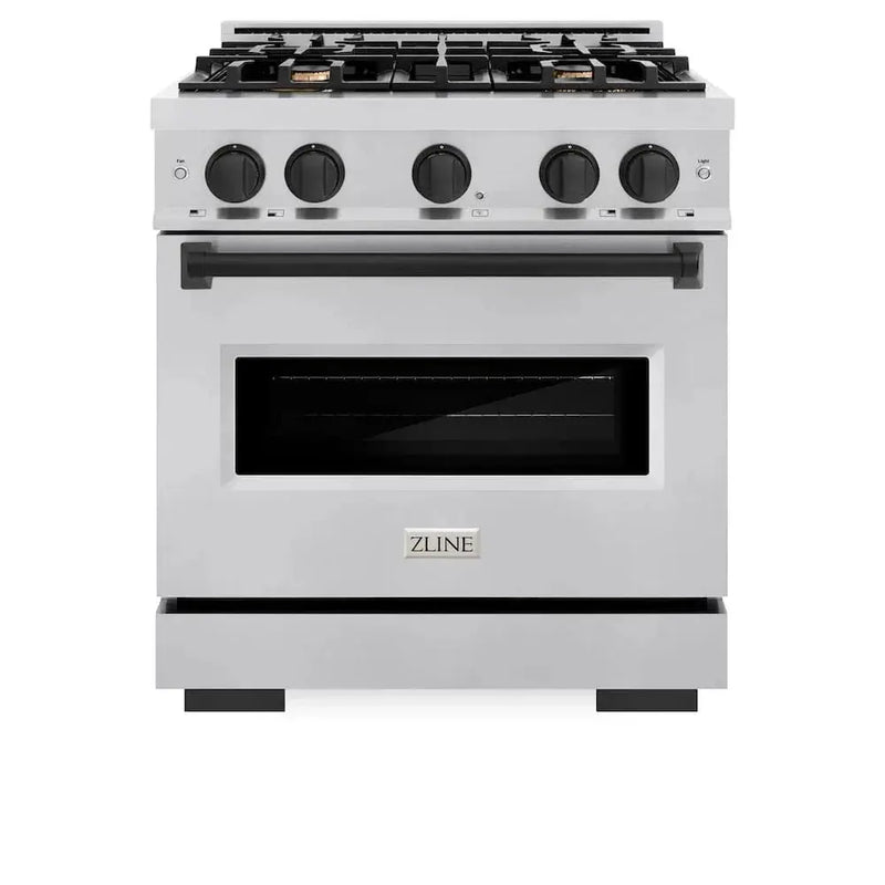 ZLINE 30" Classic Gas Range, Convection Gas Oven Stainless Steel, Matte Black CGRZ-30-MB by Farmhouse Kitchen and Bath