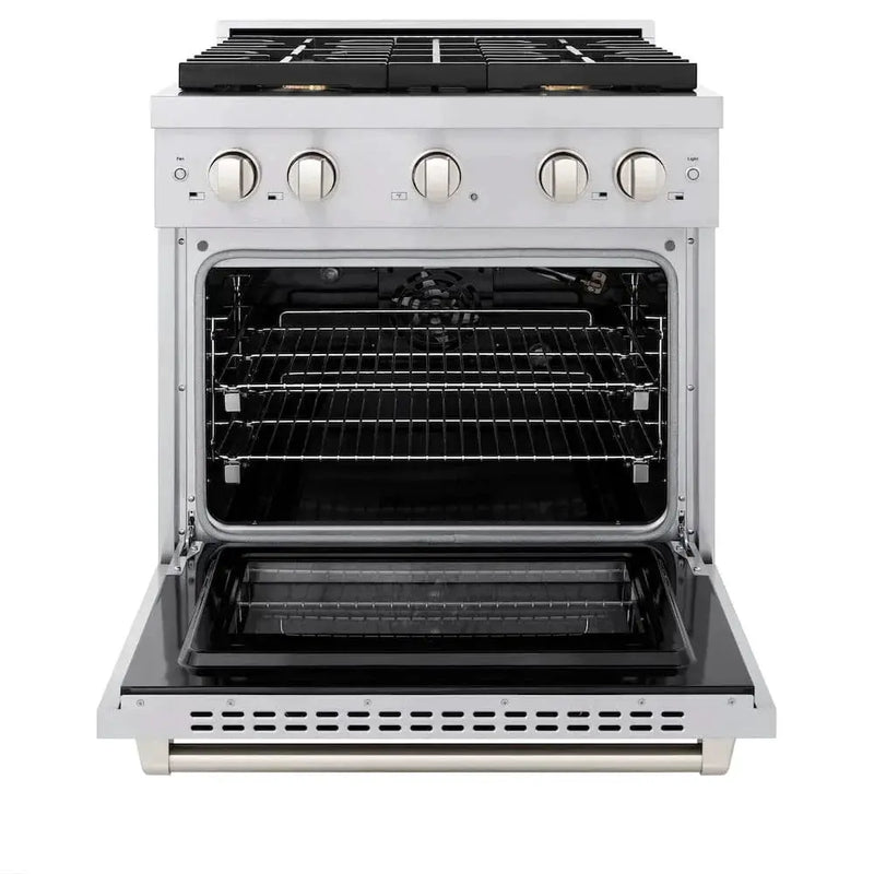 ZLINE 30"Paramount Dual Fuel Range Stainless Steel, Brass Burner, SDR-BR-30 by Farmhouse Kitchen and Bath