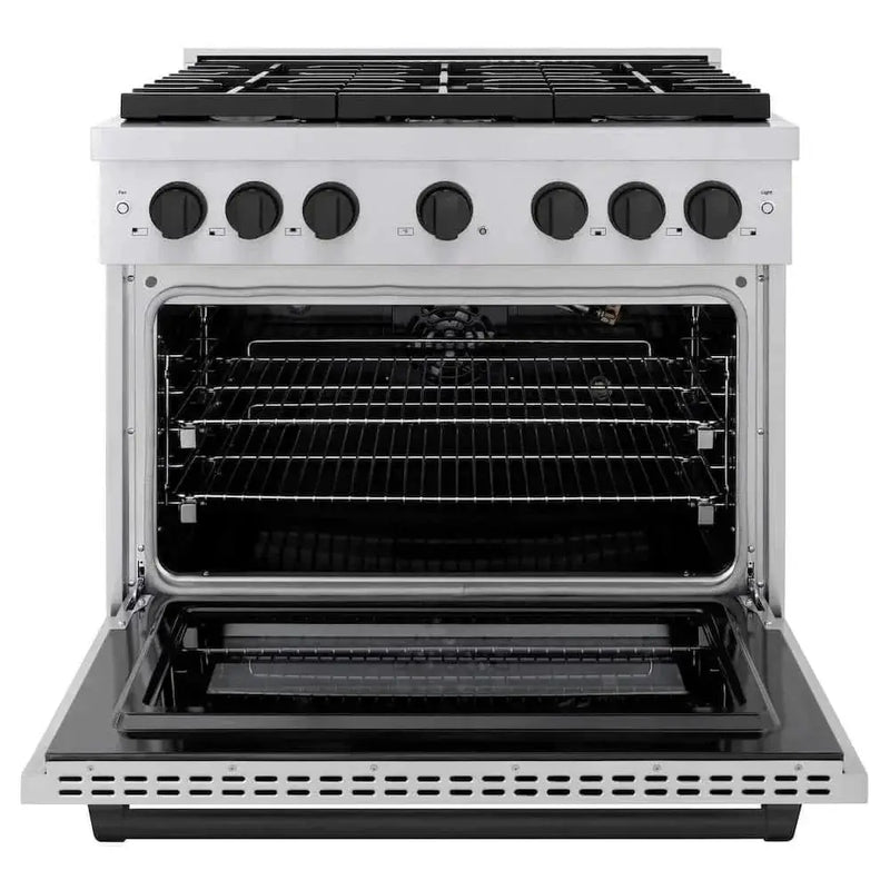 ZLINE 36"Gas Range, Convection Oven Stainless Steel, Matte Black, SGRZ-36-MB by Farmhouse Kitchen and Bath