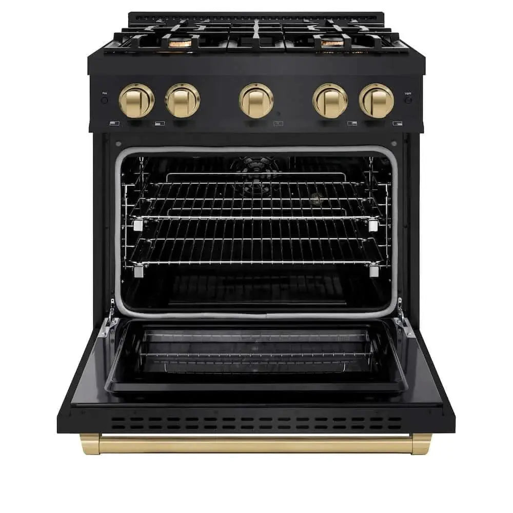 ZLINE 30" Select Gas Range Convection Gas Oven Black Stainless Steel Champagne Bronze HGRBZ-30-CB by Farmhouse Kitchen and Bath