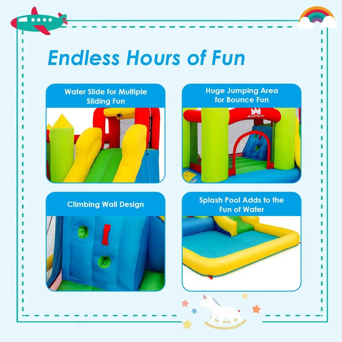 Inflatable Bounce House Water Slide Jump Bouncer without Blower by DirectDeals