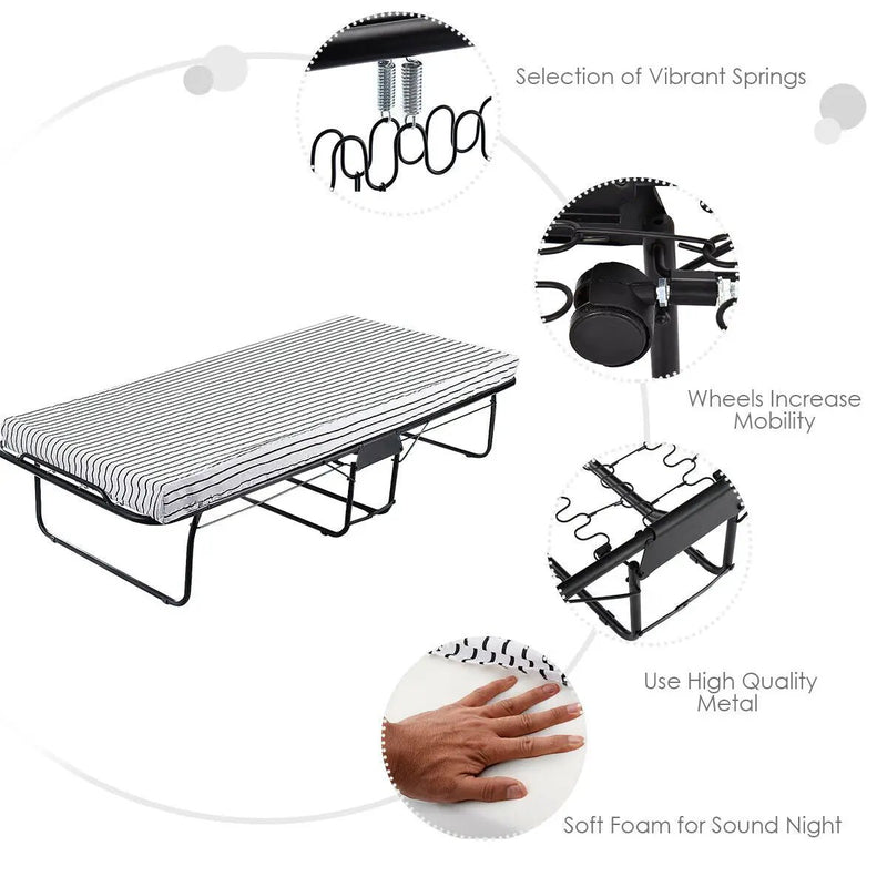 75 x 31 Inch Folding Guest Bed with Foam Mattress by DirectDeals