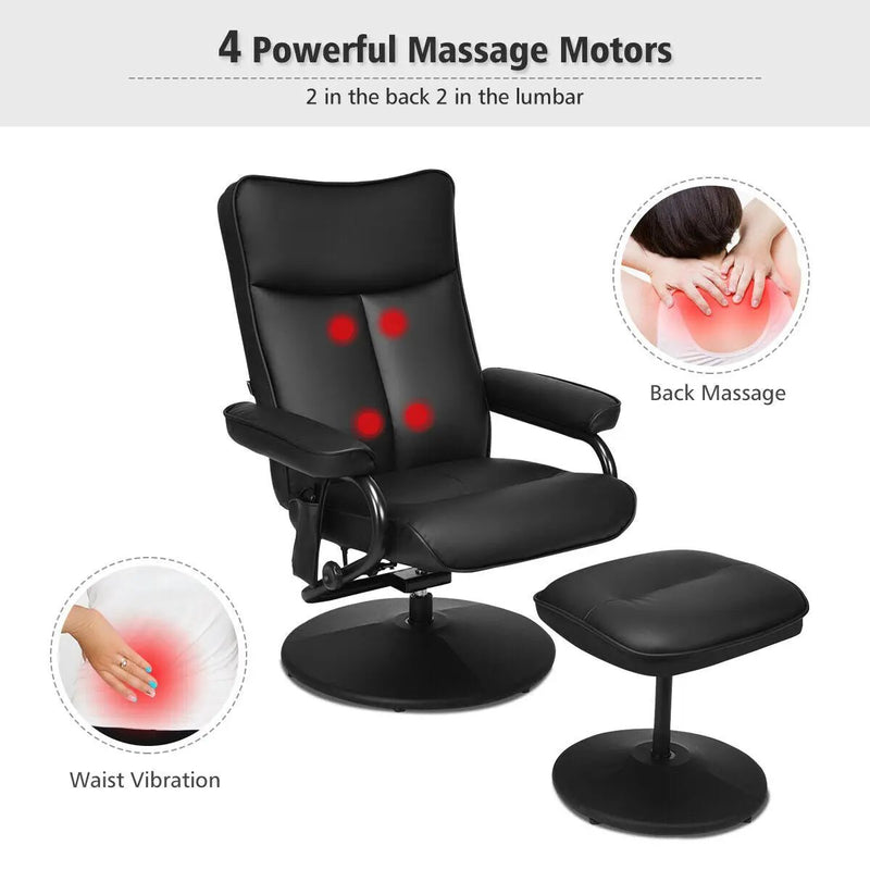 Electric Massage Recliner Chair with Ottoman and Remote Control by DirectDeals