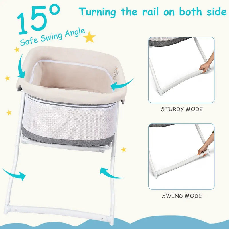 Portable Newborn Rocking Foldaway Baby Bassinet Crib-Gray by DirectDeals