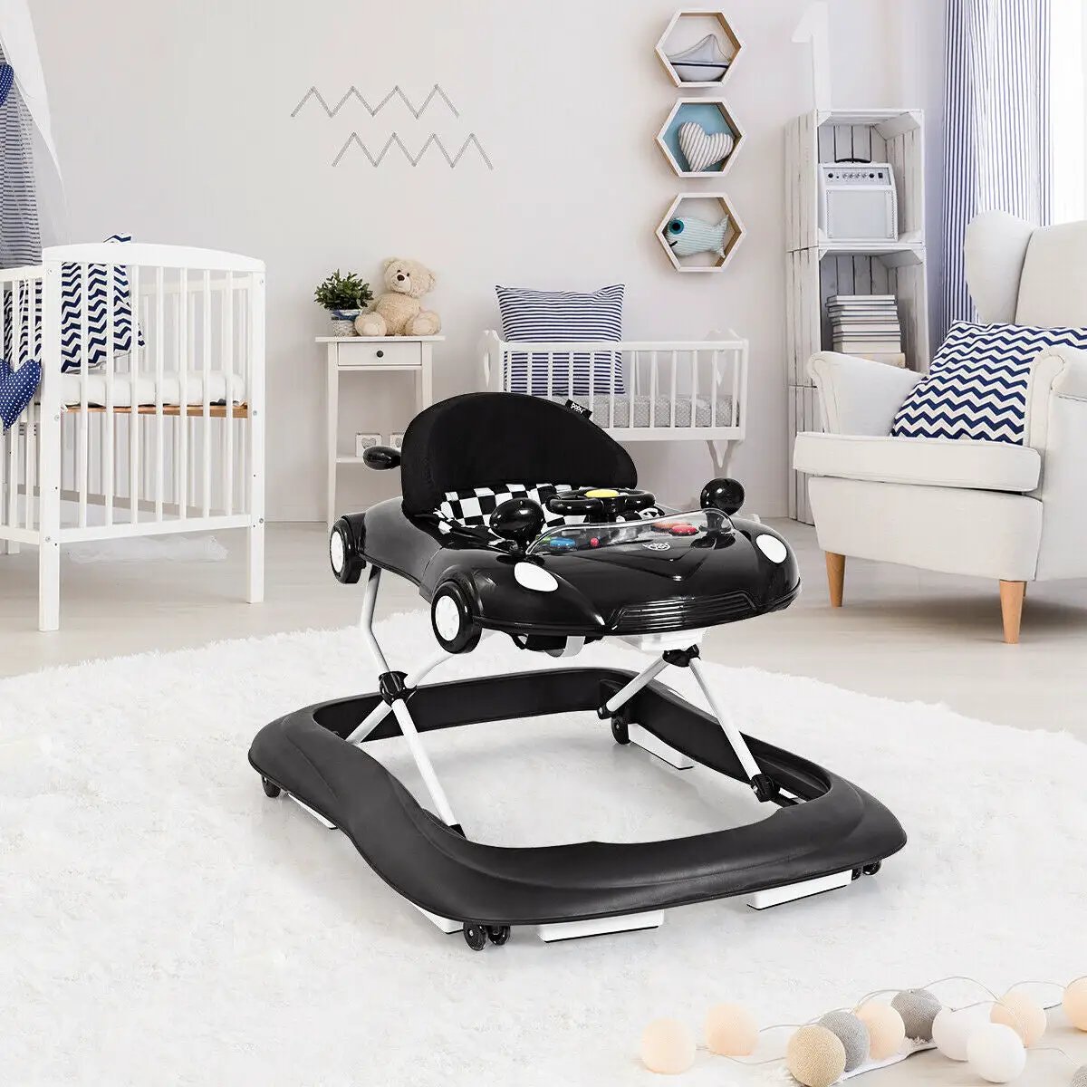 2-in-1 Foldable Baby Walker with Music Player and Lights by DirectDeals