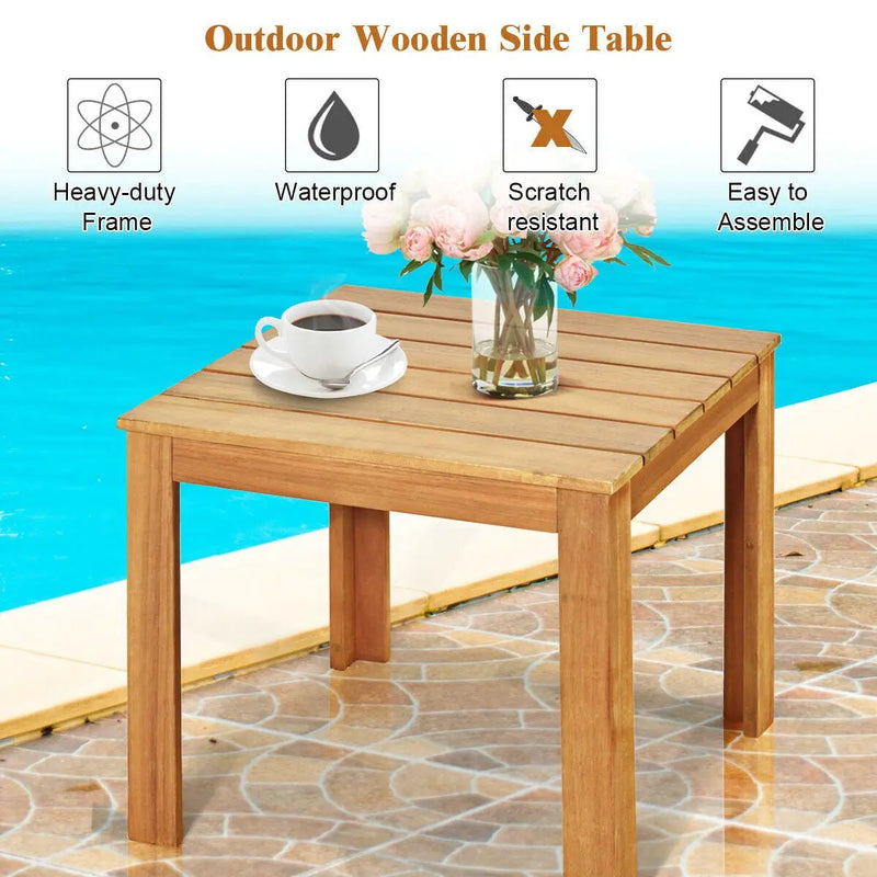 Wooden Square Patio Coffee Bistro Table by DirectDeals