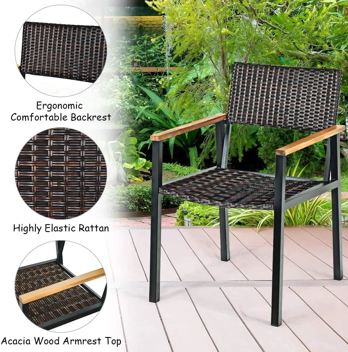 Patented 7 Pieces Outdoor Dining Set with Large Acacia Wood Table Top by DirectDeals