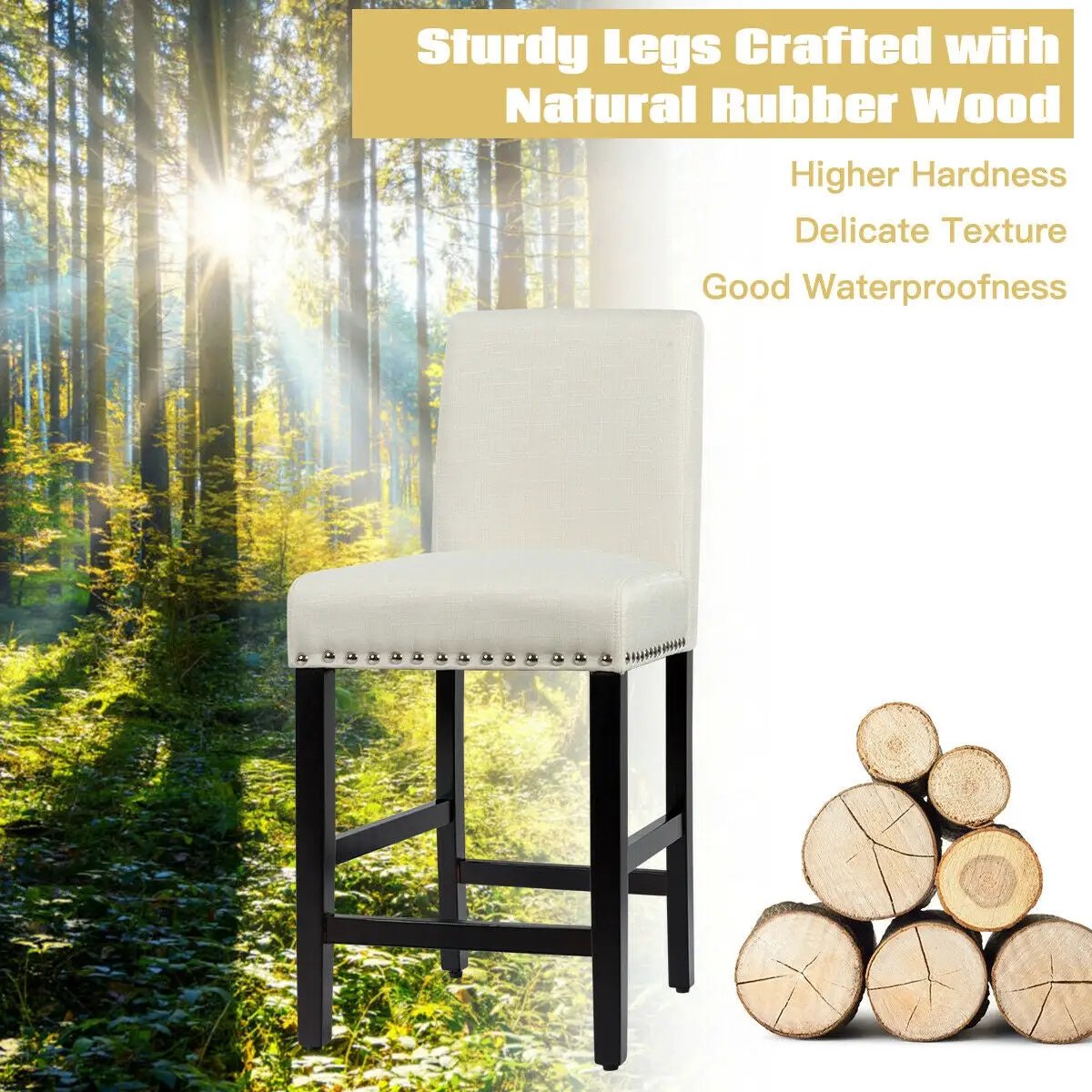 25 Inch Kitchen Chairs w/ Rubber Wood Legs by DirectDeals