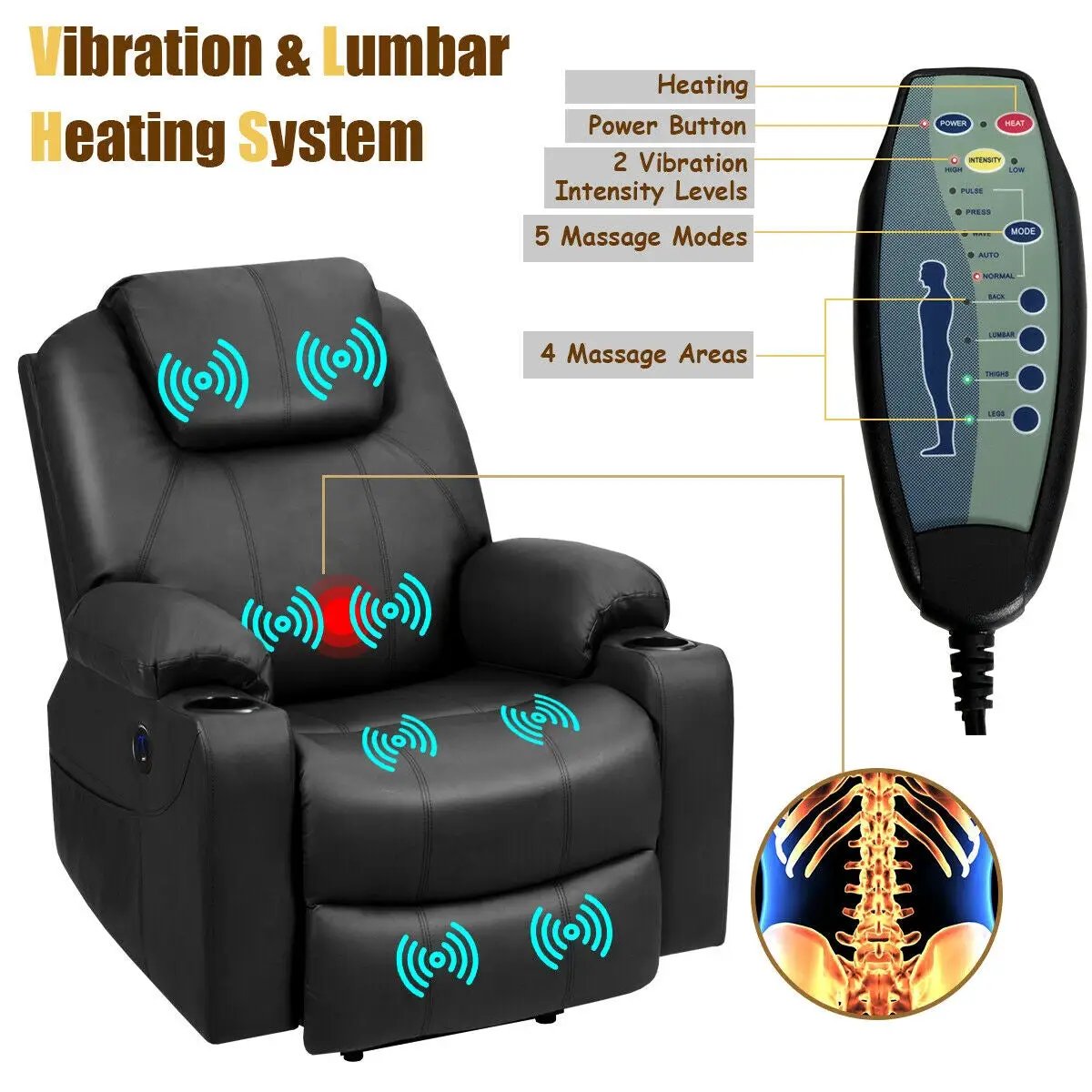 Electric Power Lift Leather Massage Sofa by DirectDeals