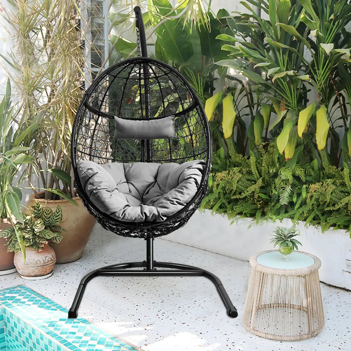 Hanging Cushioned Hammock Chair with Stand by DirectDeals