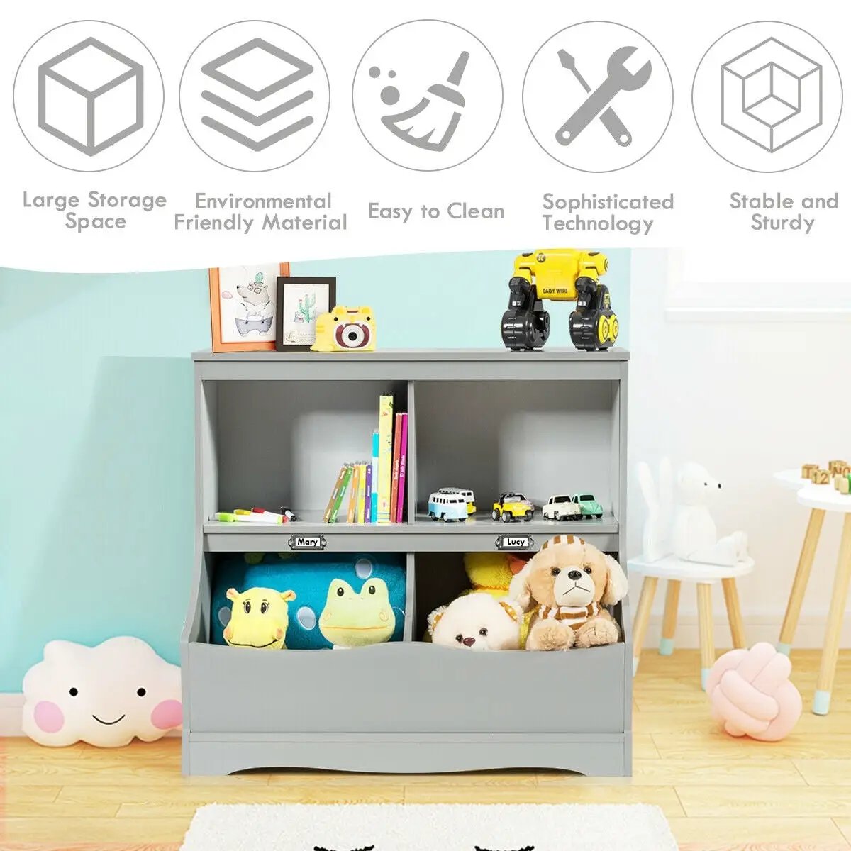 Kids Floor Cabinet Multi-Functional Bookcase by DirectDeals
