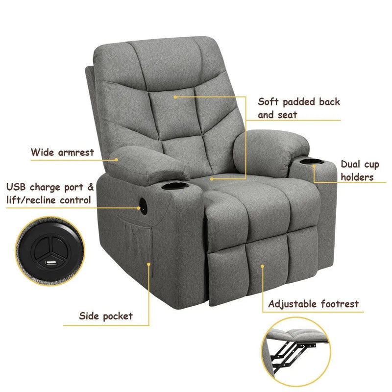 Electric Power Lift Recliner Massage Sofa by DirectDeals