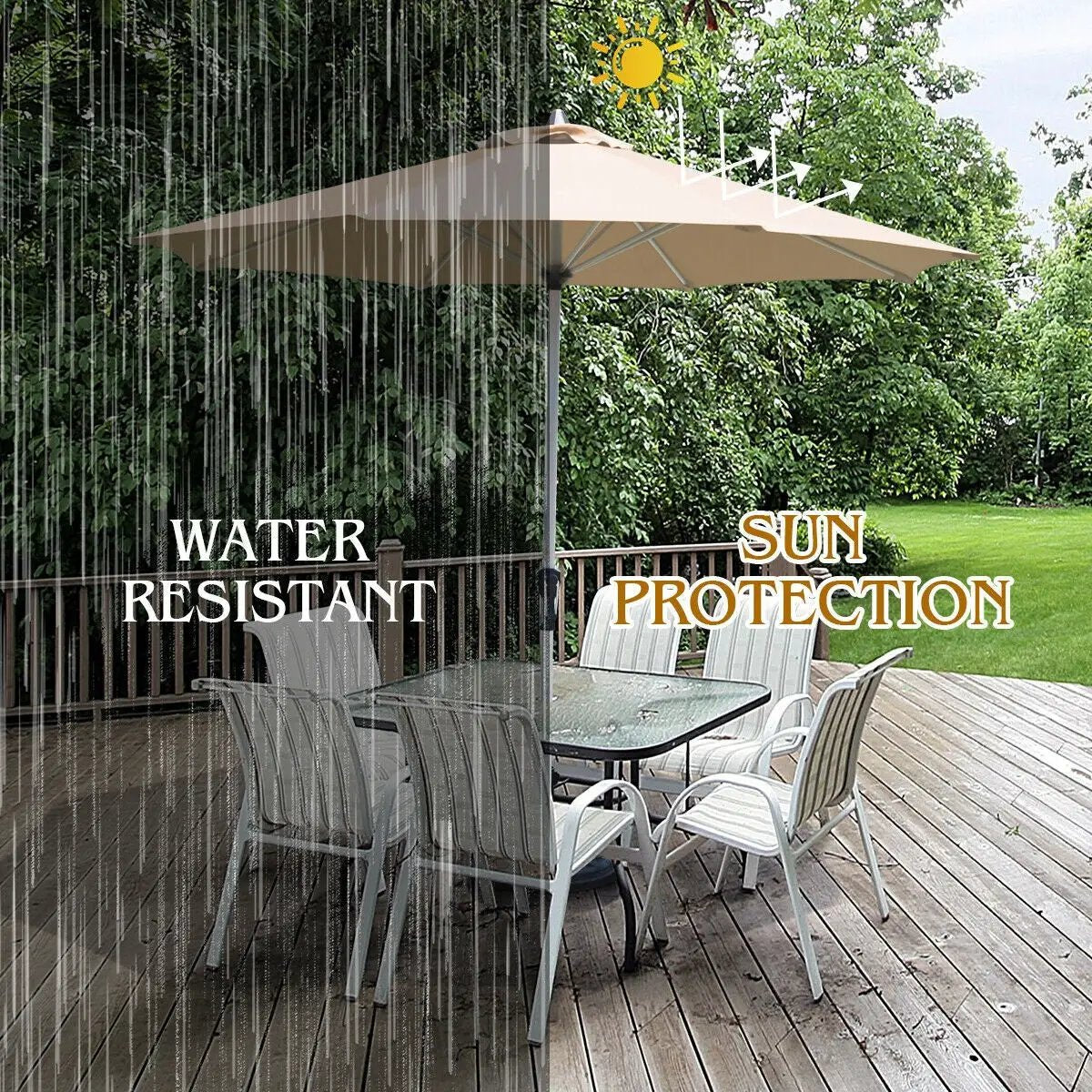9 Feet Patio Outdoor Market Umbrella with Aluminum Pole without Weight Base by DirectDeals