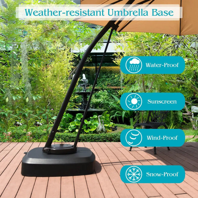 Patio Cantilever Offset Umbrella Base with Wheels for Garden Poolside Deck by DirectDeals