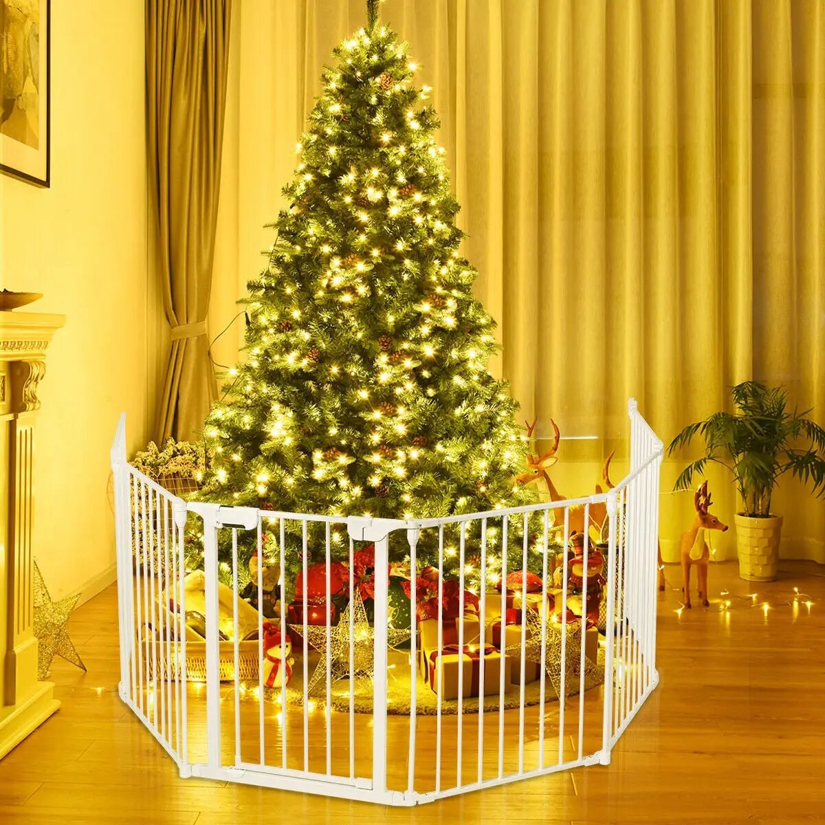6 Panel Wall-mount Adjustable Baby Safe Metal Fence Barrier-White by DirectDeals