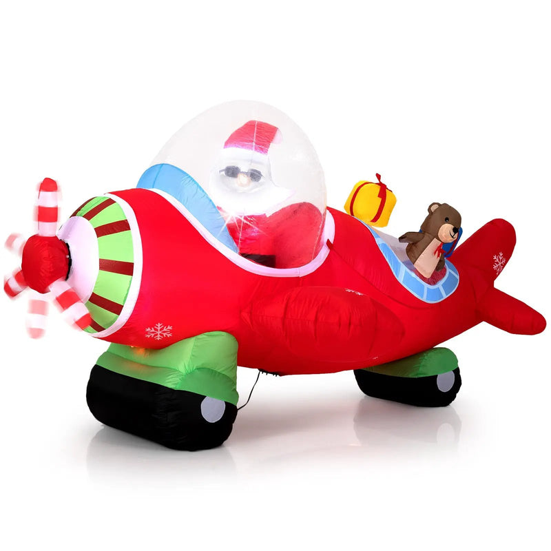 7.2 Feet Christmas Inflatables Airplane with Gift Boxes and Built-in LED Lights by DirectDeals