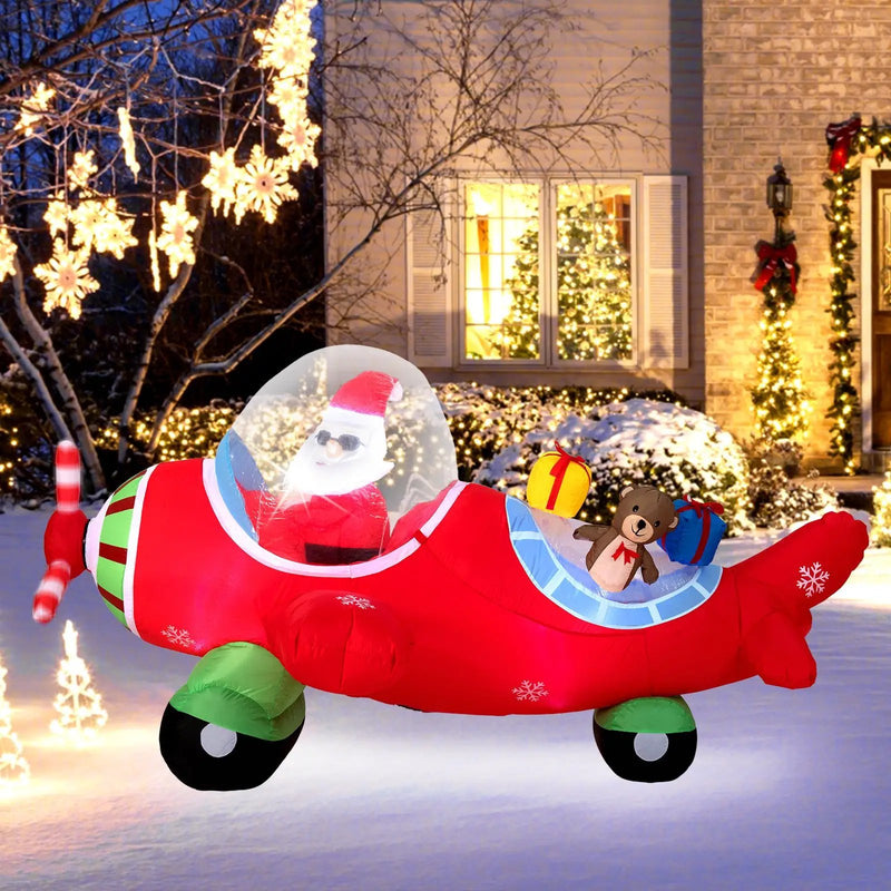 7.2 Feet Christmas Inflatables Airplane with Gift Boxes and Built-in LED Lights by DirectDeals
