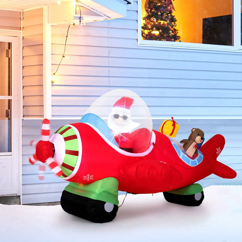 7.2 Feet Christmas Inflatables Airplane with Gift Boxes and Built-in LED Lights by DirectDeals