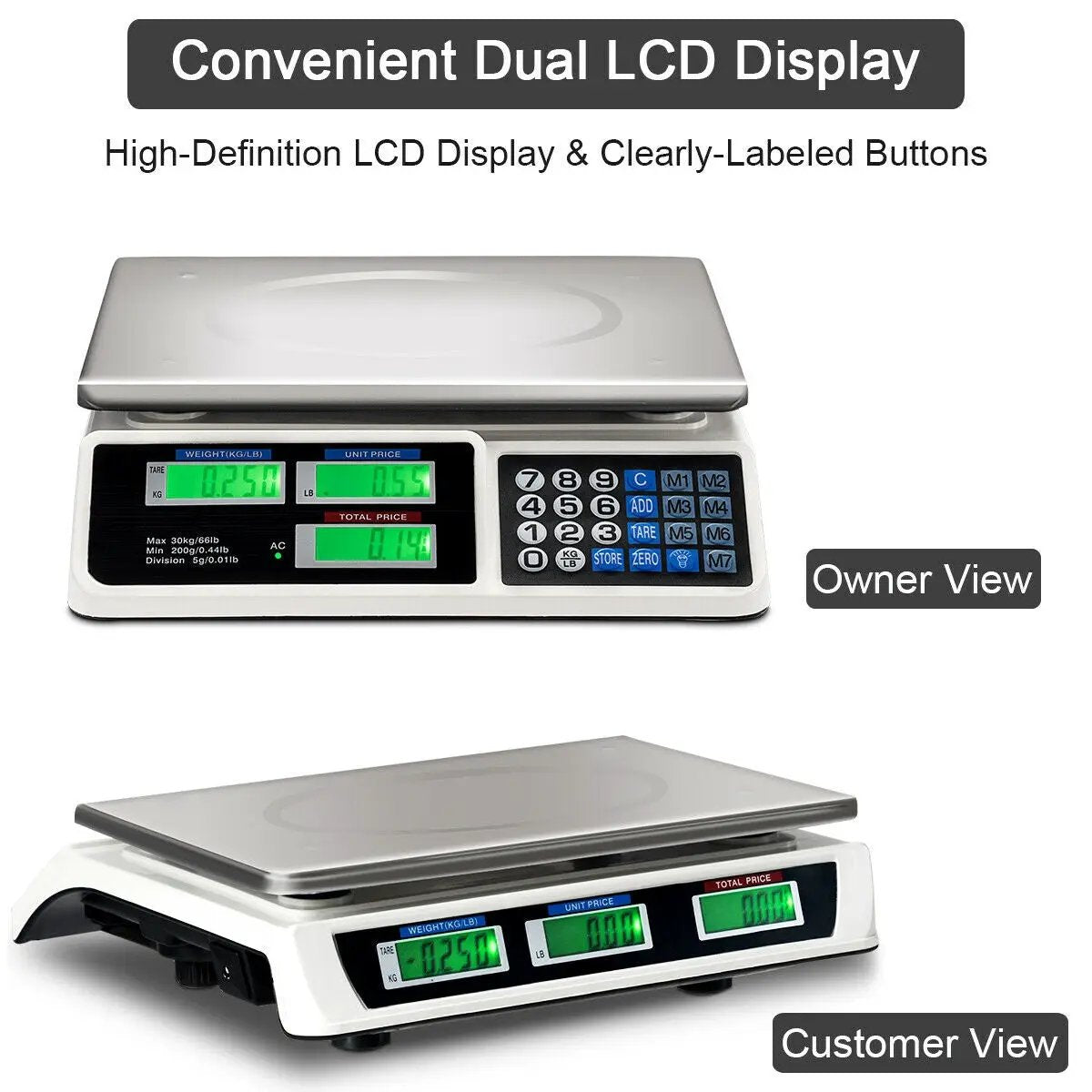 66 lbs Electronic Price Computing Scale with LCD Screen Display by DirectDeals