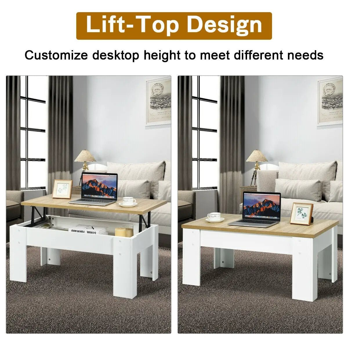 Lift Top Coffee Pop-UP Cocktail Table by DirectDeals