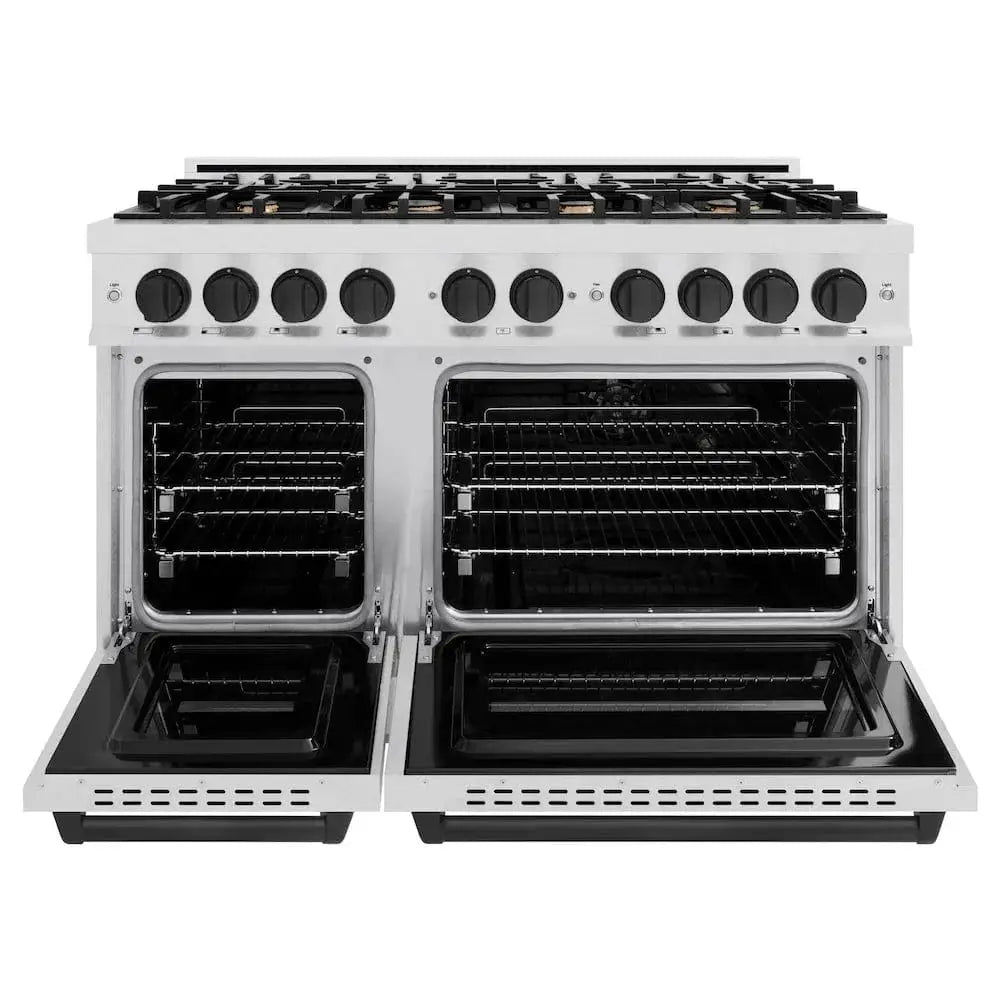 ZLINE 48"Classic Gas Range, Convection Gas Oven, DuraSnow® Stainless Steel, Matte Black CGRSZ-48-MB by Farmhouse Kitchen and Bath