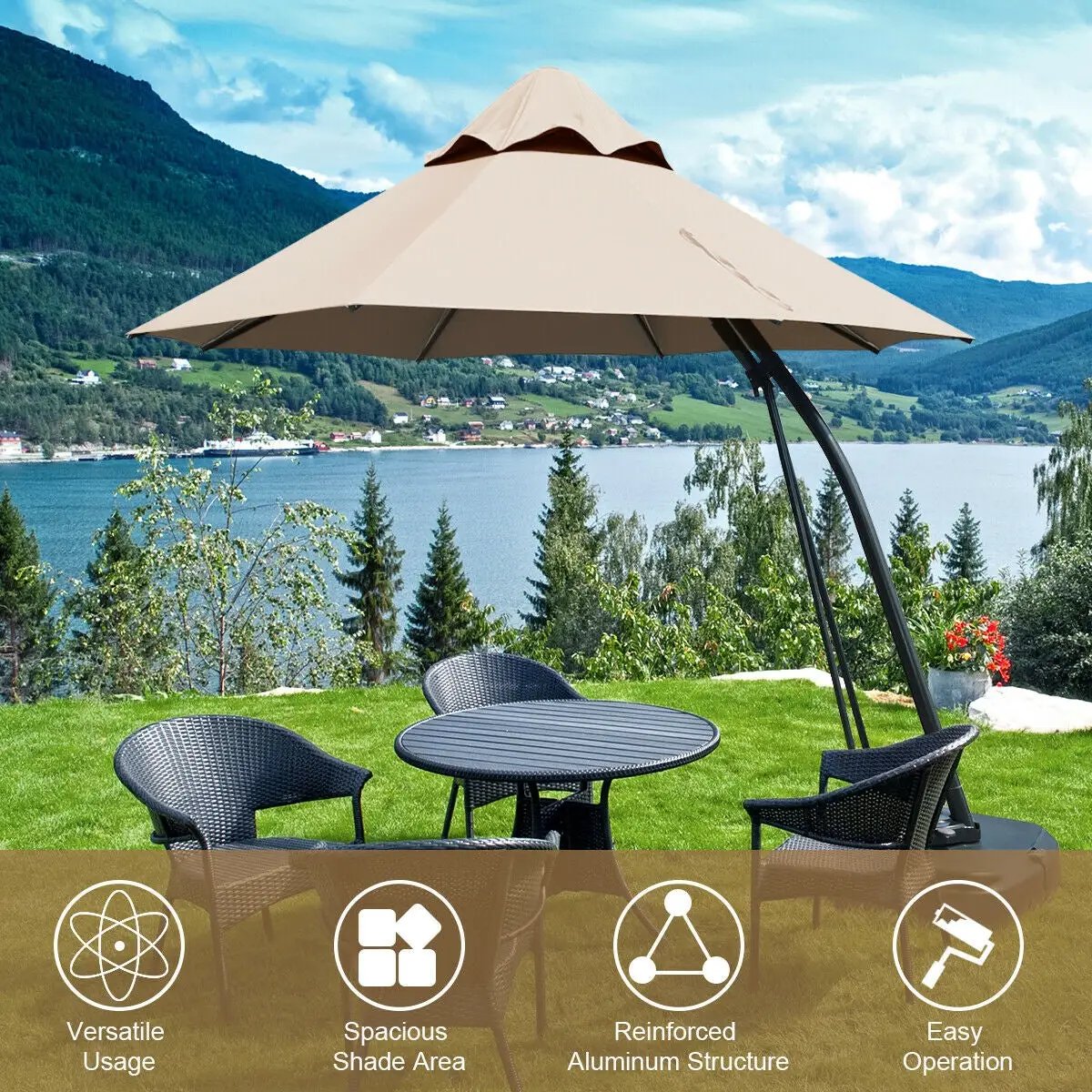 Outdoor Round Sphere Water Fountain with LED Lights and Pump by DirectDeals