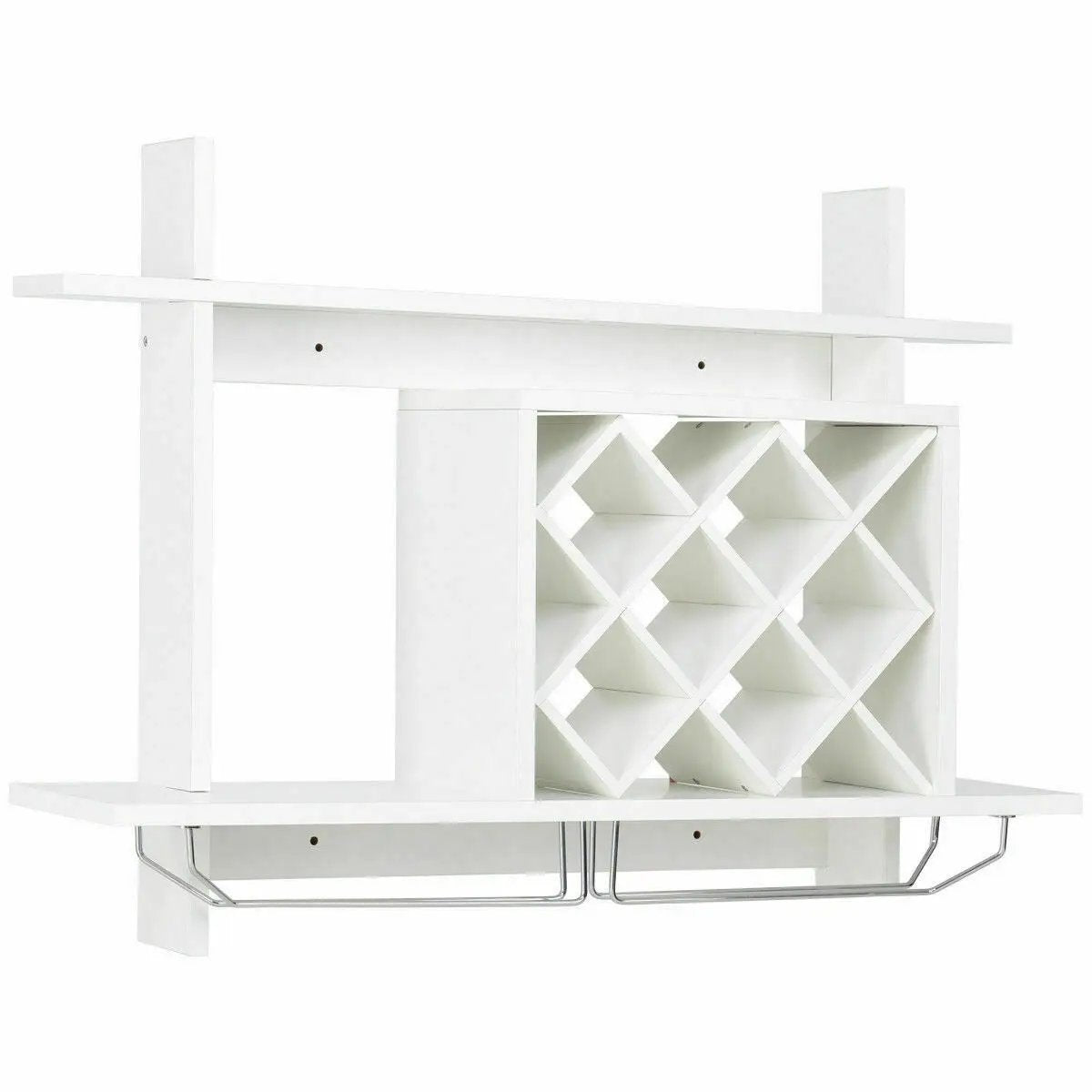 Wall Mount Wine Rack Organizer with Glass Holder Storage Shelf by DirectDeals