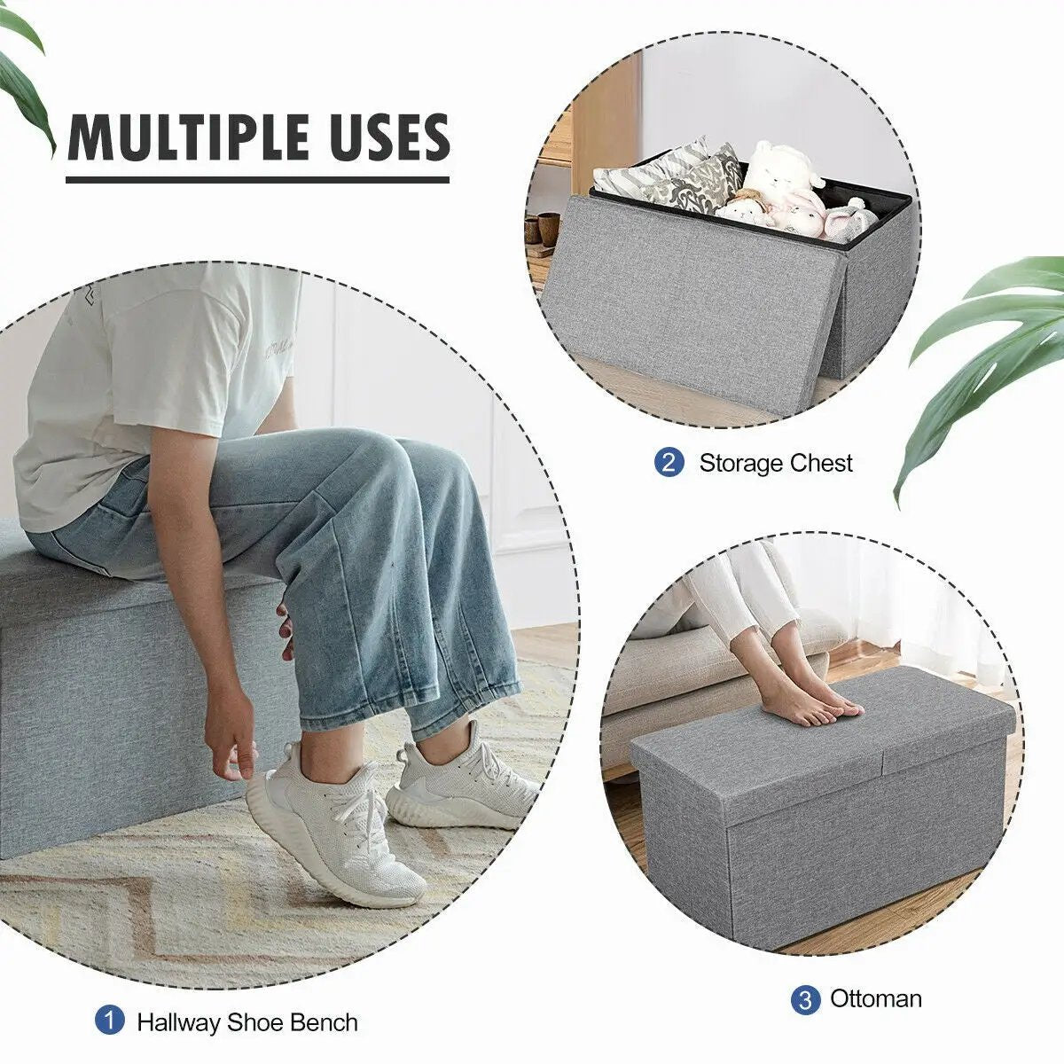 30 Inch Folding Storage Ottoman with Lift Top by DirectDeals