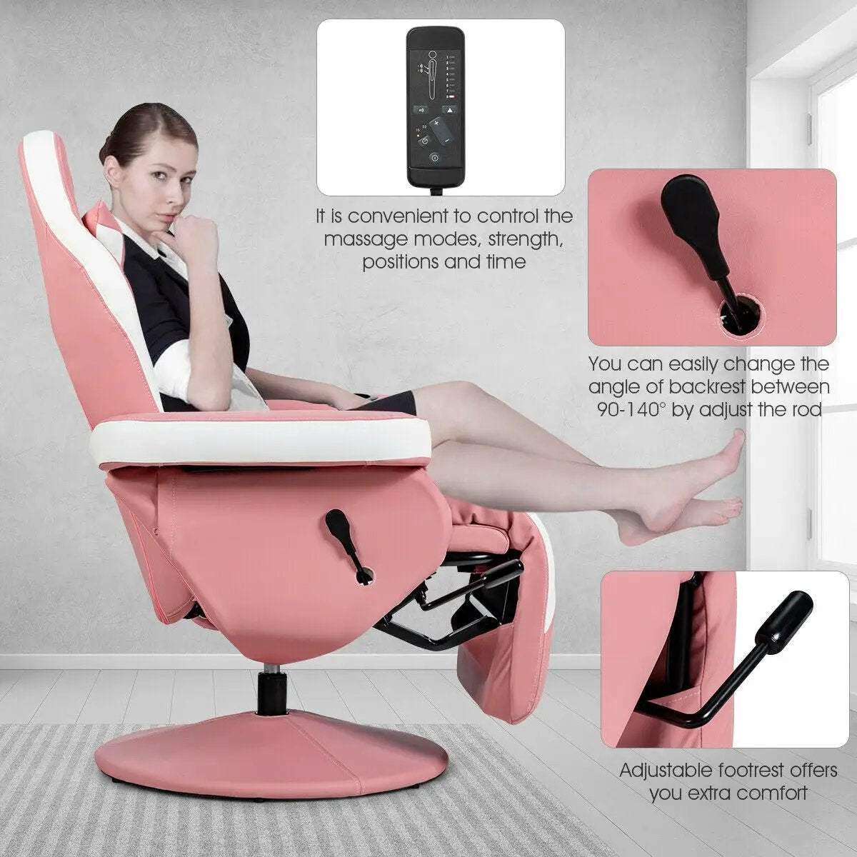 Ergonomic High Back Massage Gaming Chair with Pillow by DirectDeals