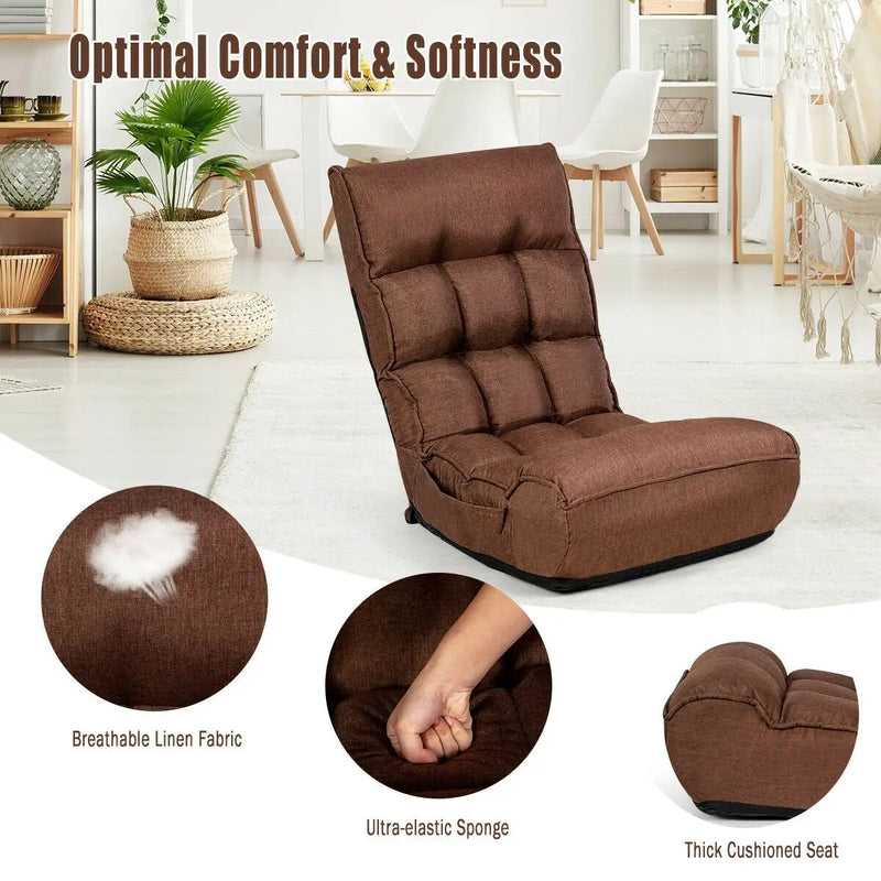 4-Position Adjustable Floor Chair Folding Lazy Sofa by DirectDeals