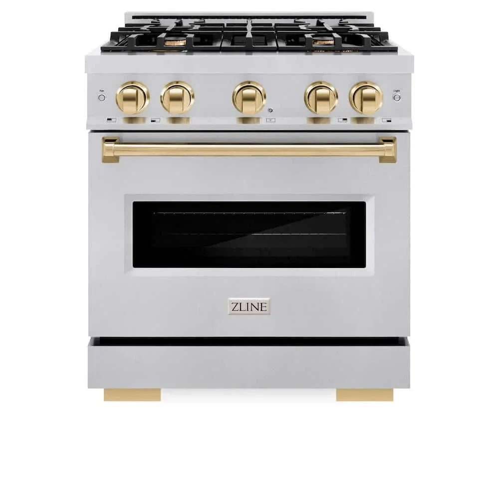ZLINE 30" Classic Gas Range, Convection Gas Oven Stainless Steel, Gold CGRZ-30-G by Farmhouse Kitchen and Bath