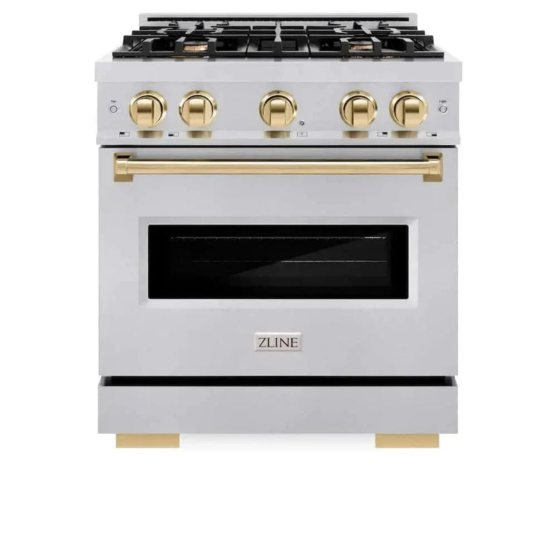 ZLINE 30" Classic Gas Range, Convection Gas Oven Stainless Steel, Gold CGRZ-30-G by Farmhouse Kitchen and Bath