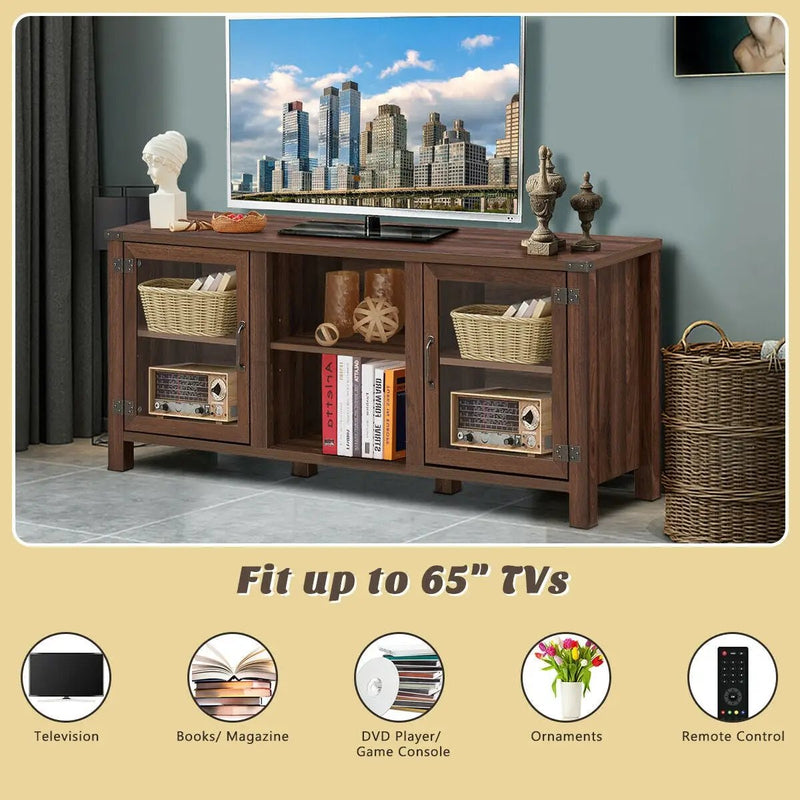 TV Stand Entertainment Center for TVs up to 65 Inch with Storage Cabinets by DirectDeals