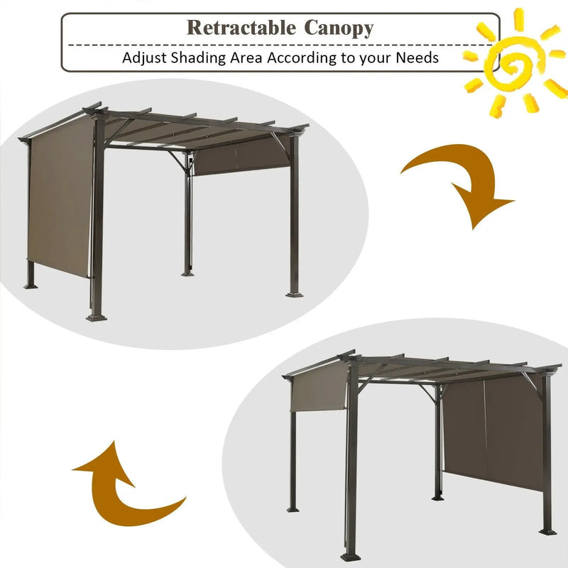 16' x 8' 2Pcs Universal Replacement Canopy for Pergola Structure Sun Awning-Brown by DirectDeals