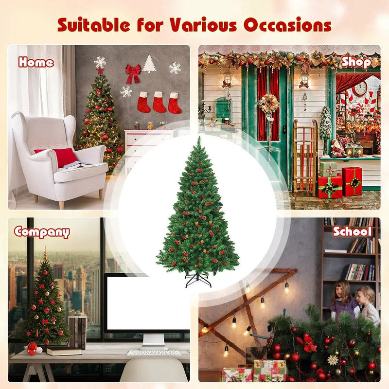6.5 Feet Pre-lit Hinged Christmas Tree with LED Lights by DirectDeals