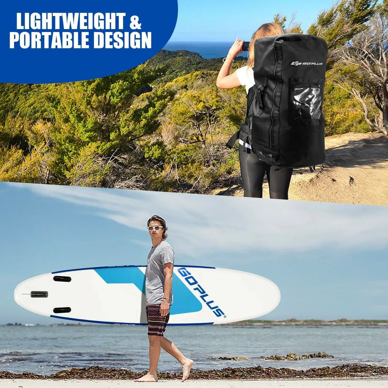 10 Feet Inflatable Stand Up Paddle Board 6 Inches Thick with Backpack Leash Aluminum Paddle by DirectDeals