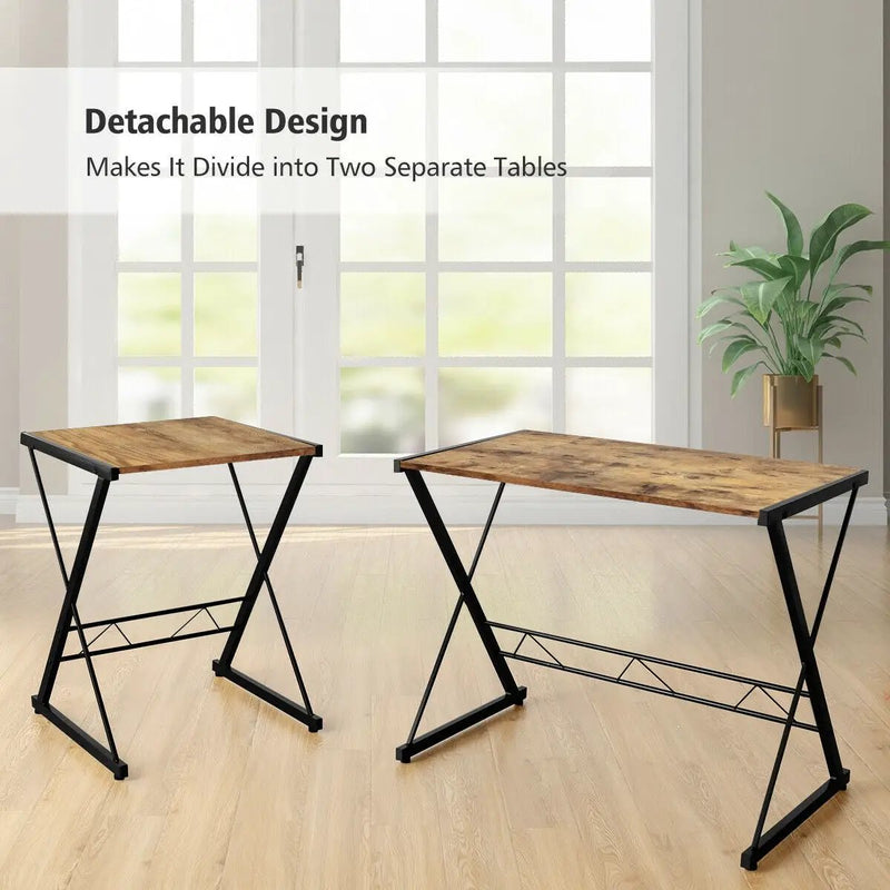 L-Shaped Desk Reversible Corner Computer Desk with Movable Shelf and CPU Stand by DirectDeals
