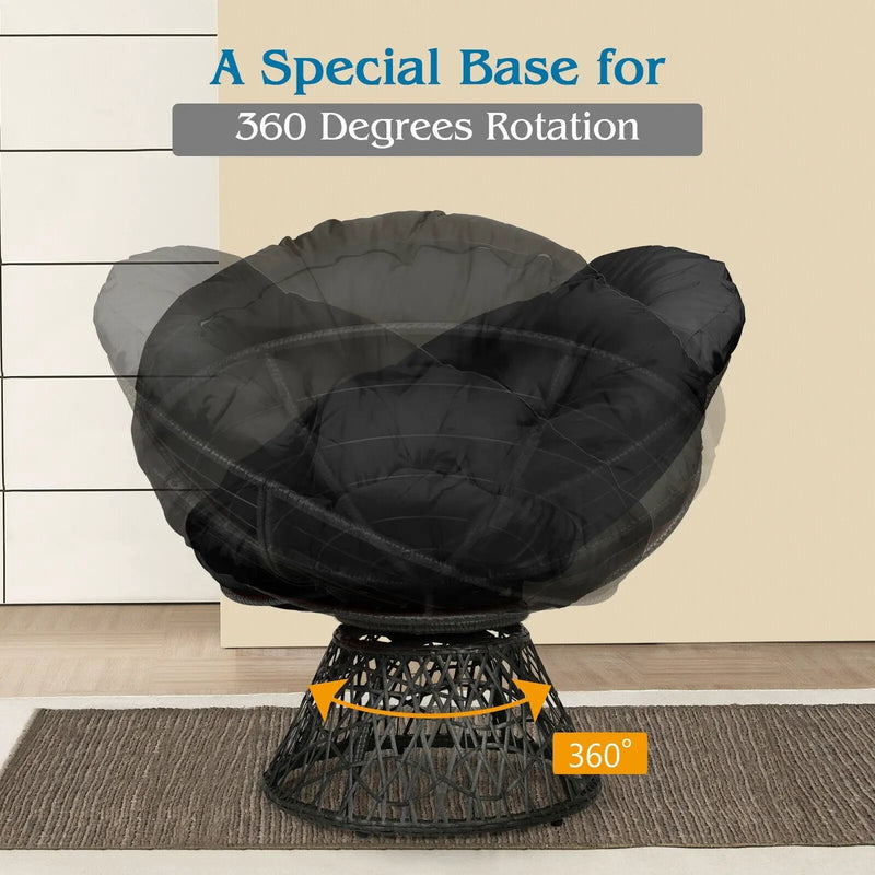 Rattan Papasan Chair Ergonomic 360-degree Swivel Soft Cushion Garden by DirectDeals
