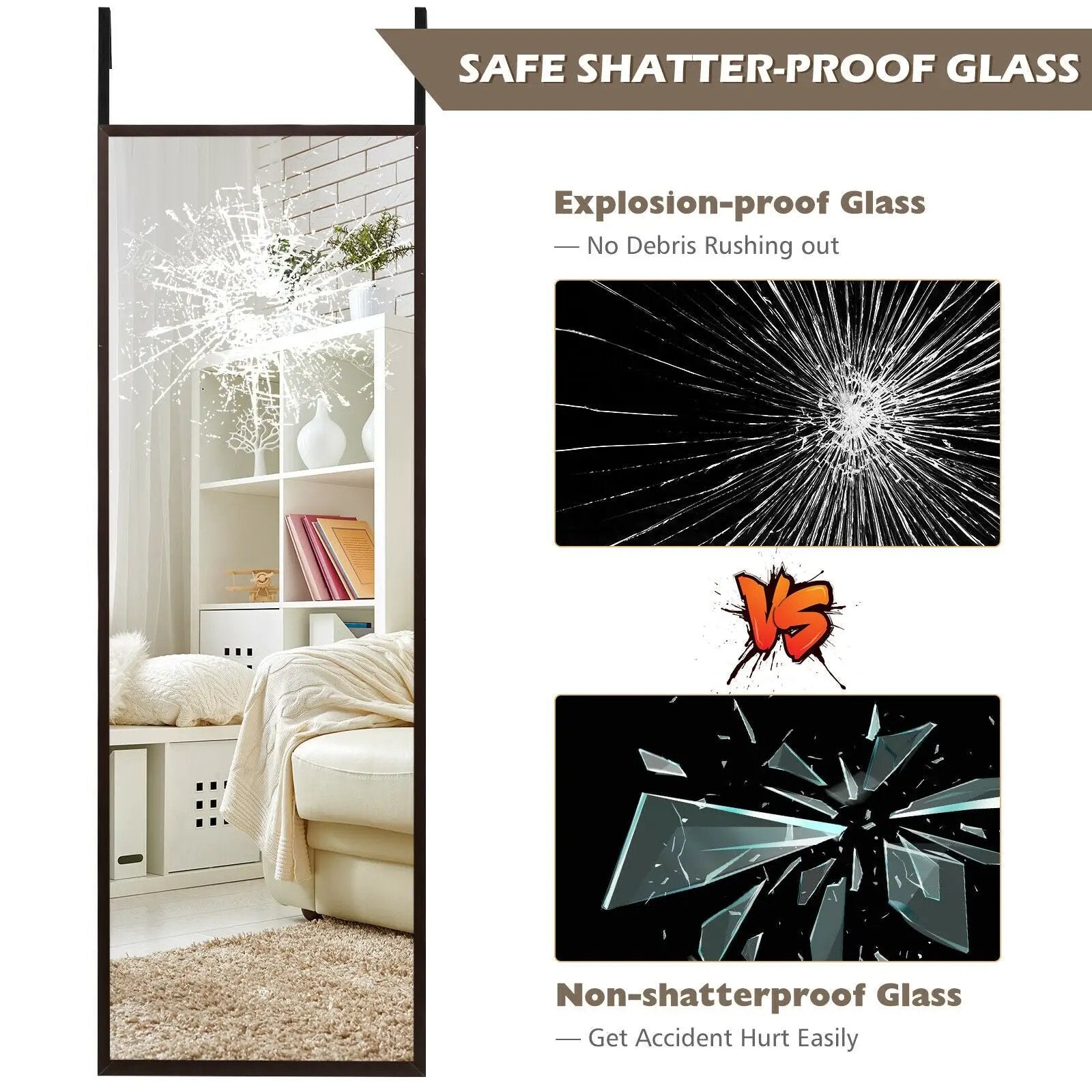 Full Length Metal Door Mirror with Adjustable Hook by DirectDeals