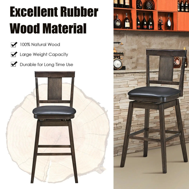 24 inch Swivel Upholstered Counter Height Bar Chair with Rubber Wood Legs by DirectDeals