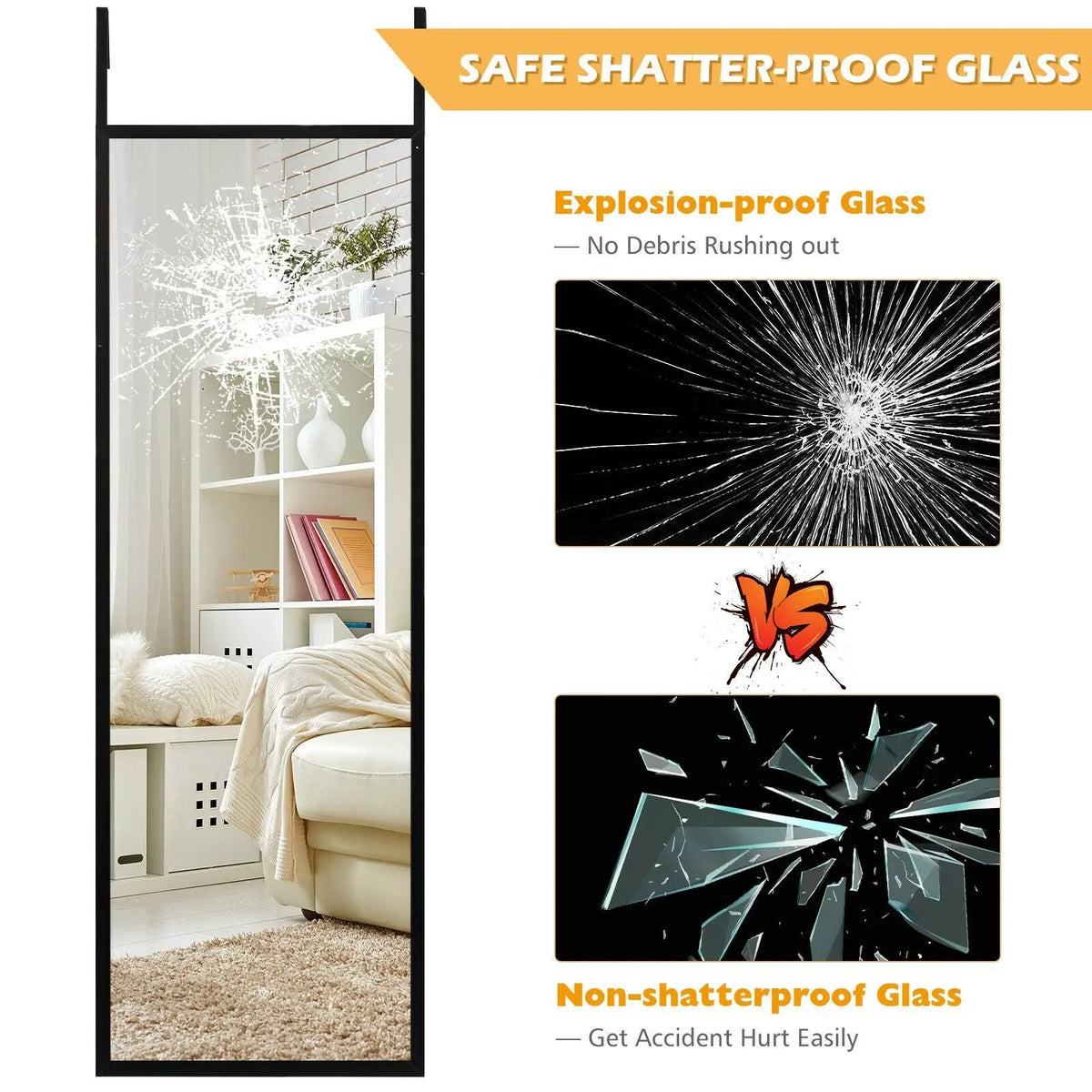 Full Length Metal Door Mirror with Adjustable Hook by DirectDeals
