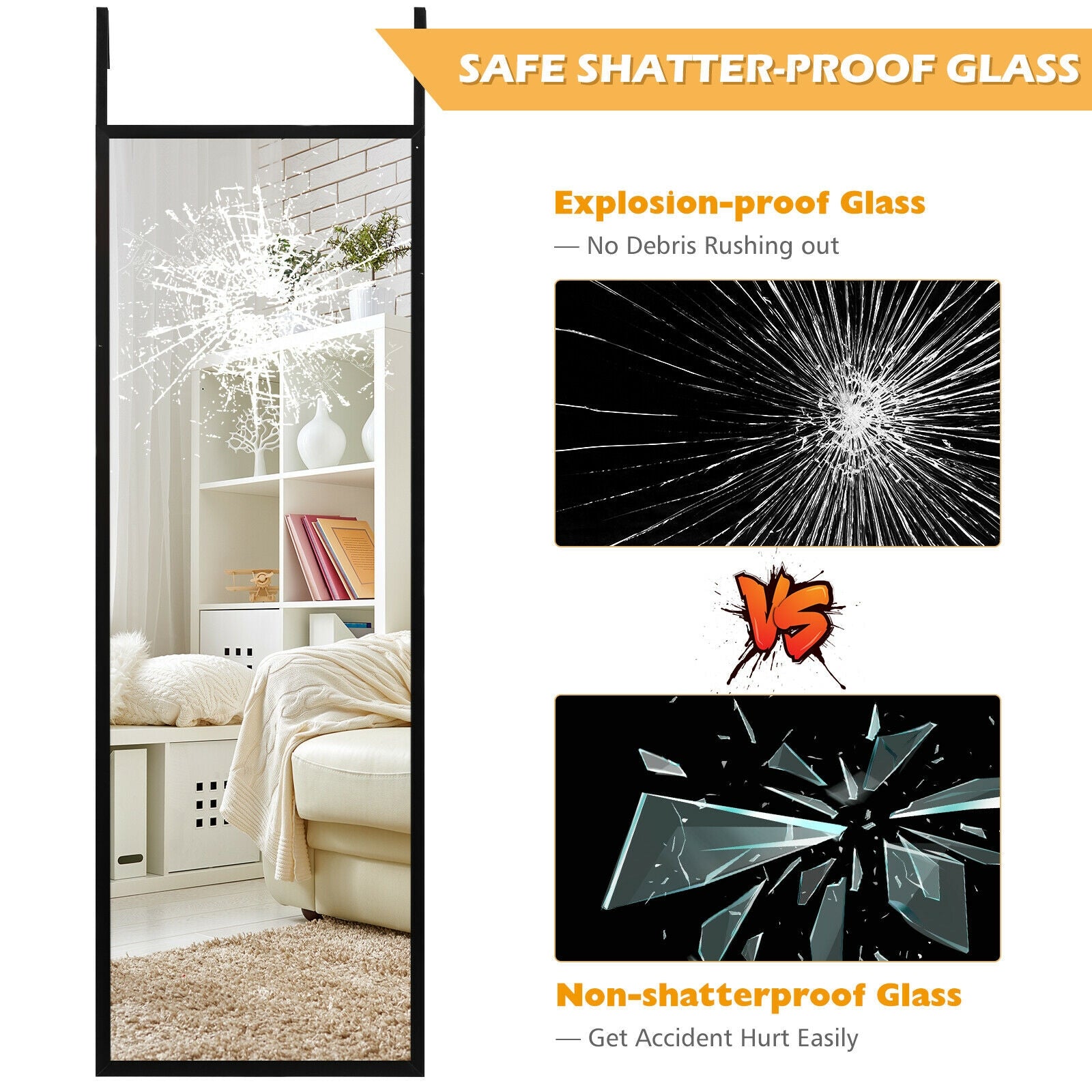 Full Length Metal Door Mirror with Adjustable Hook by DirectDeals