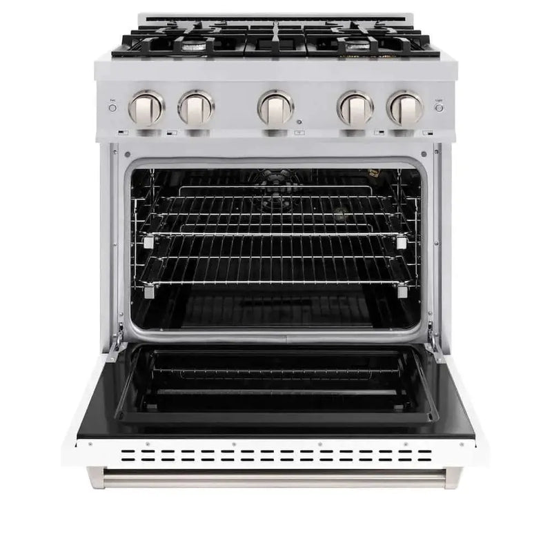 ZLINE 30"Classic Gas Range, Convection Gas Oven, Stainless Steel, White Matte Door CGR-WM-30 by Farmhouse Kitchen and Bath