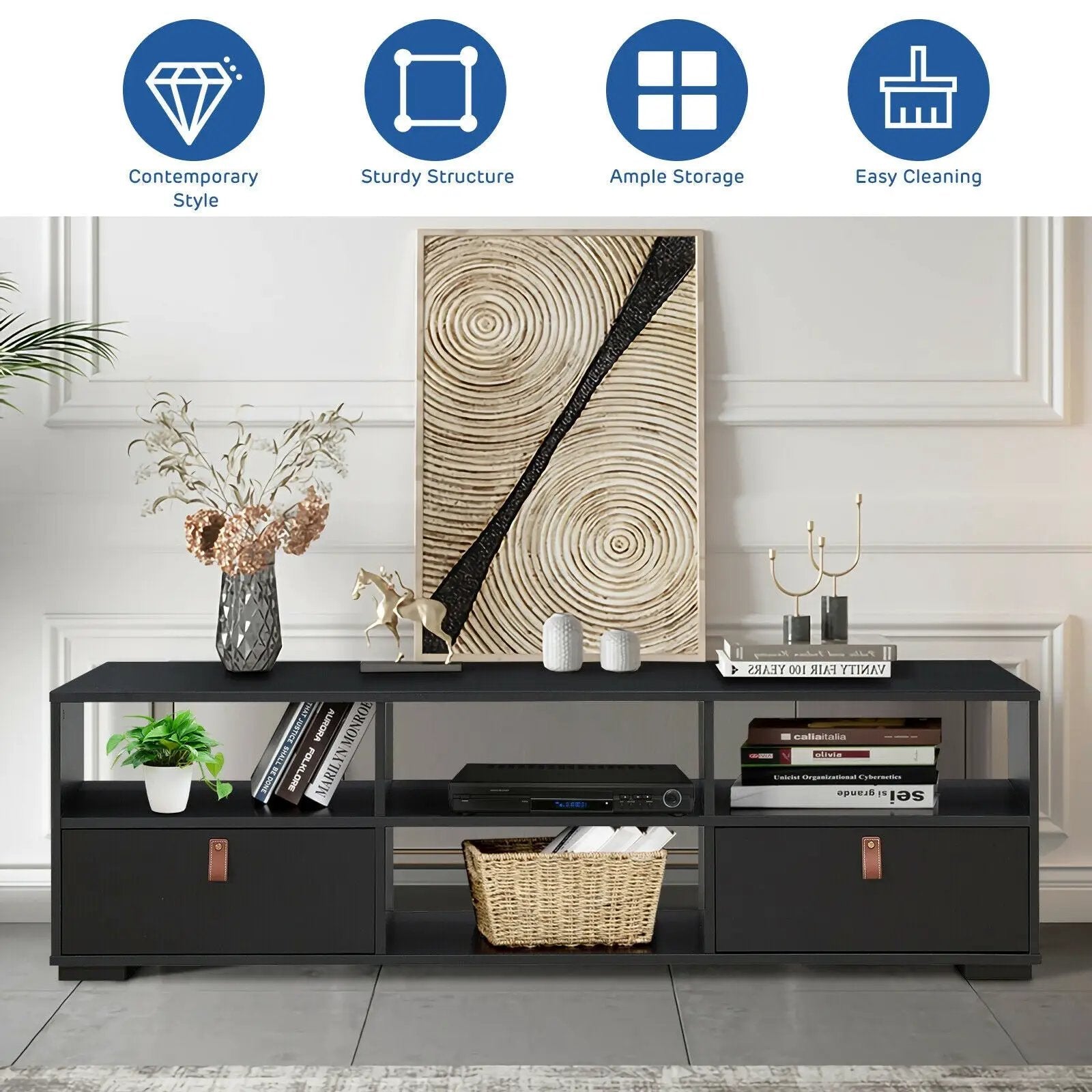TV Stand Entertainment Media Center Console for TV's up to 60 Inch with Drawers Walnut by DirectDeals