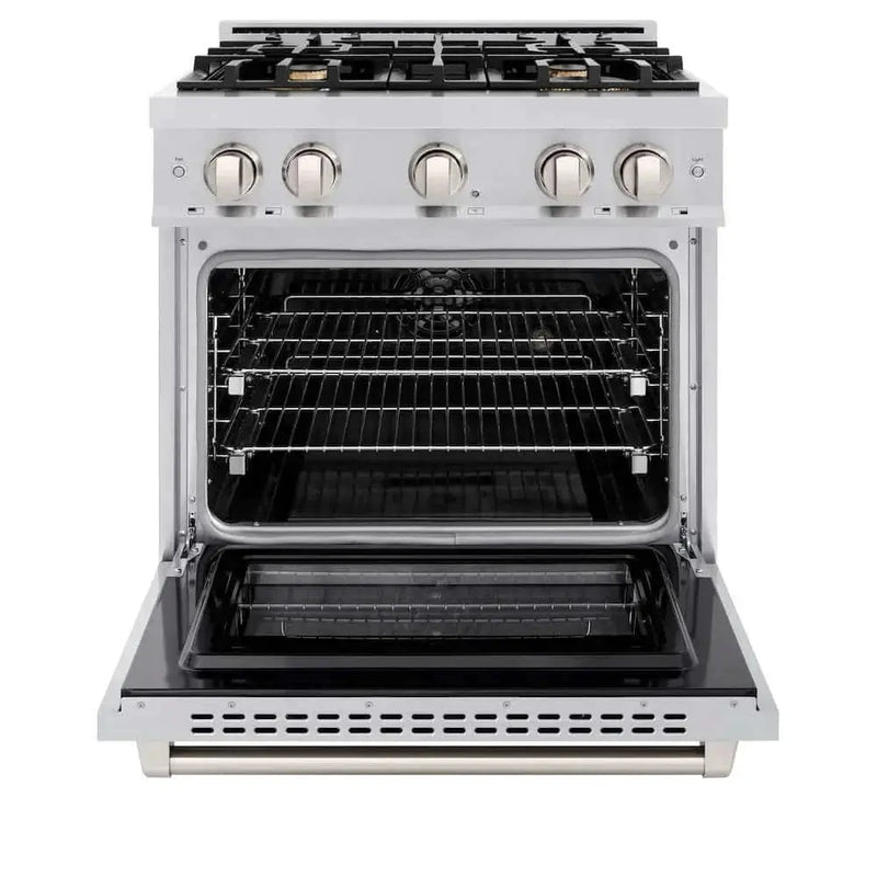 ZLINE 30" Select Dual Fuel Range Gas Cooktop Electric Convection Oven Stainless Steel Brass Burners HDR-BR-30 by Farmhouse Kitchen and Bath