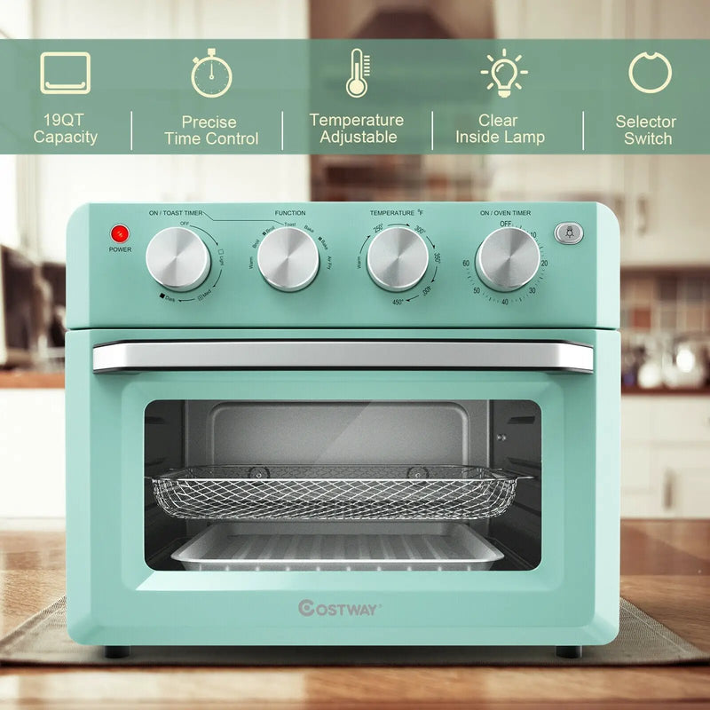19 Qt Dehydrate Convection Air Fryer Toaster Oven with 5 Accessories-Green by DirectDeals
