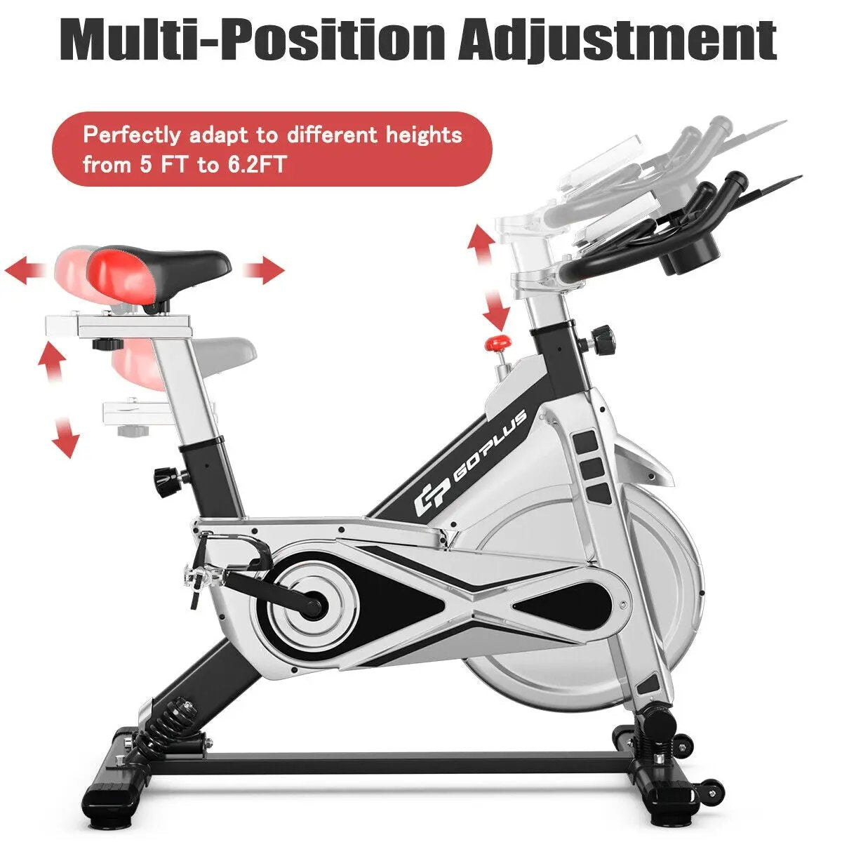 Stationary Silent Belt Adjustable Exercise Bike with Phone Holder and Electronic Display by DirectDeals
