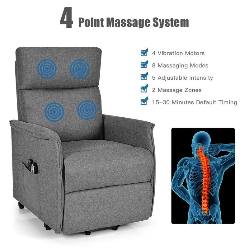 Power Lift Massage Recliner Chair for Elderly with Heavy Padded Cushion by DirectDeals